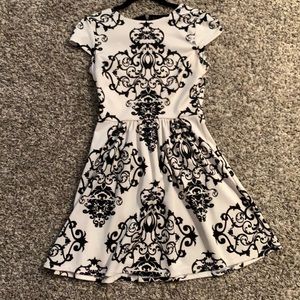 Black and white dress with an A-line silhouette